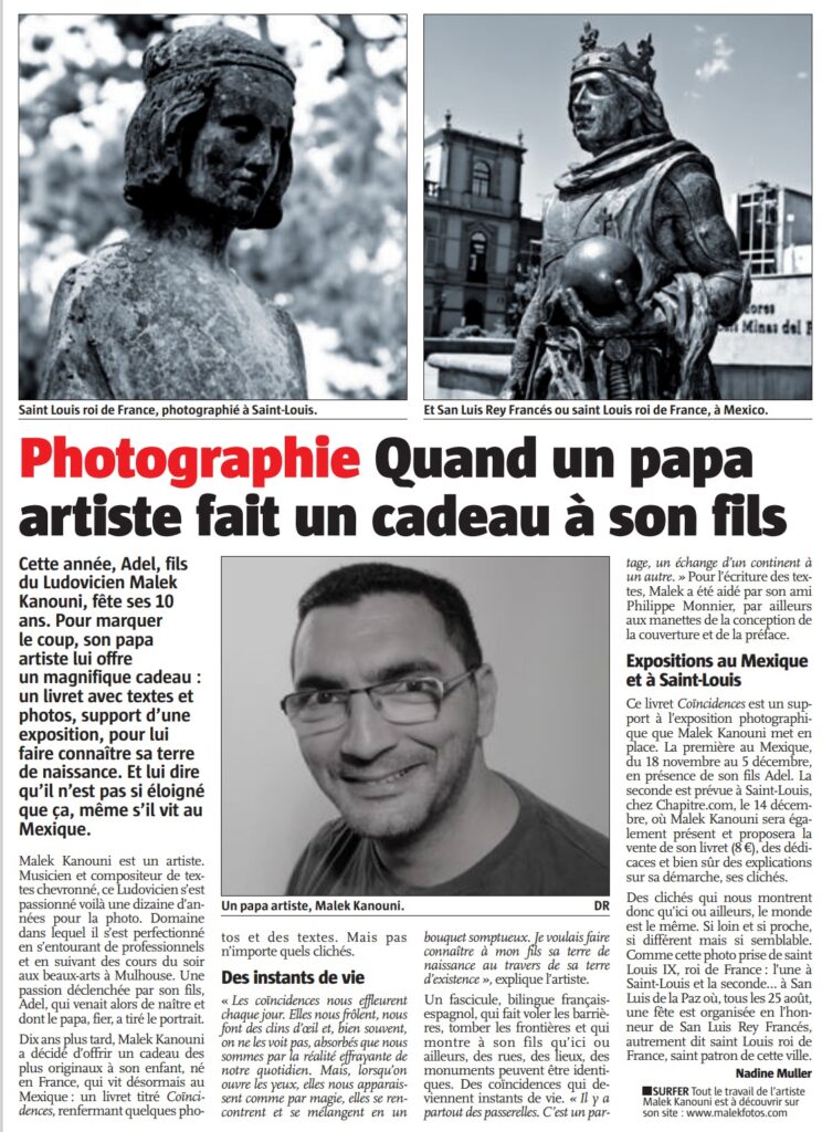 Article Journal Alsace pour la présentation de l'exposition Coïncidences de Malek Kanouni